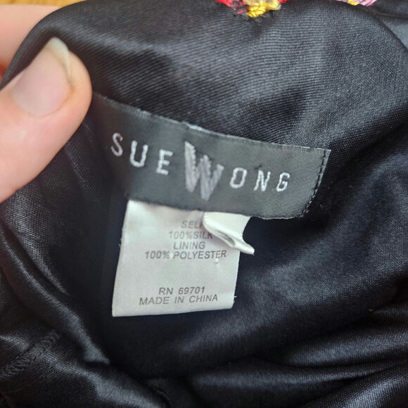 Y2K Silk Asymmetrical Bias Cut Floral Dress Sue Wong - Picture 8 of 9